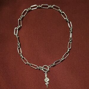 Silver Snake Link Choker Necklace